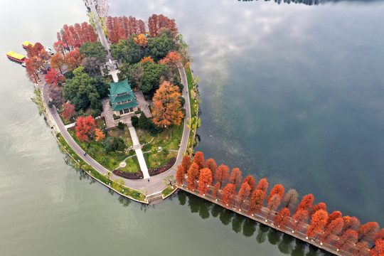 秋日湖畔,可以作为轻松漫游的选景方向。